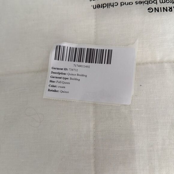 Quince European Linen Box Quilt Full/Queen NWOT ivory - Picture 5 of 8